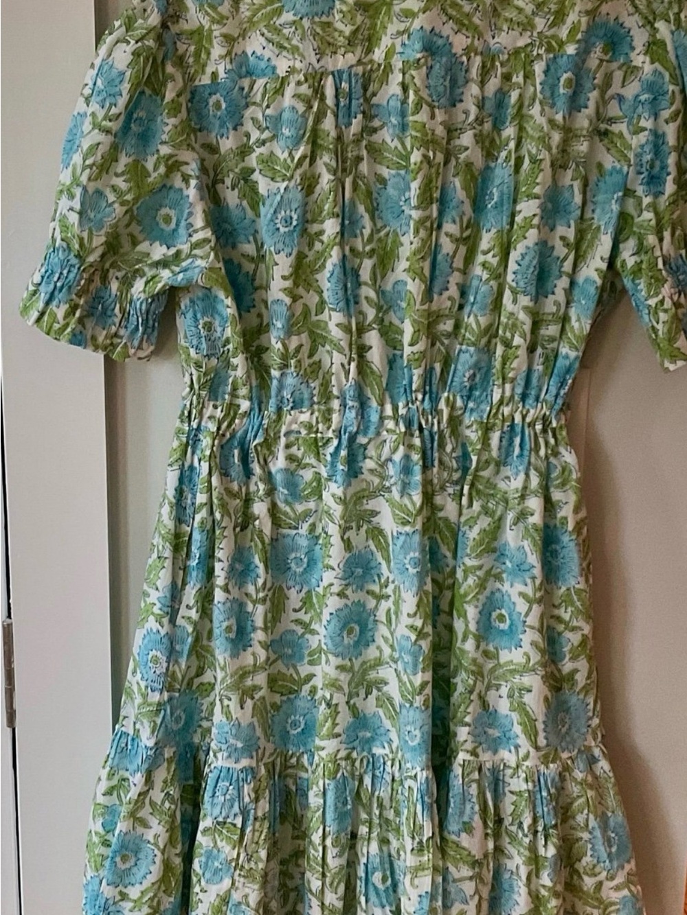 India print block M dress with ruffles on sleeves & neck - Picture 5 of 12